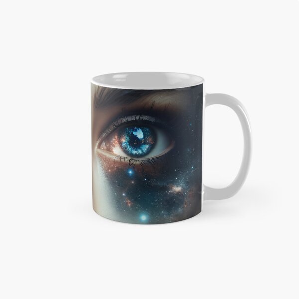 Item preview, Woman whose eyes open into endless galaxies, reflecting in the night sky designed and sold by AndreaMart.
