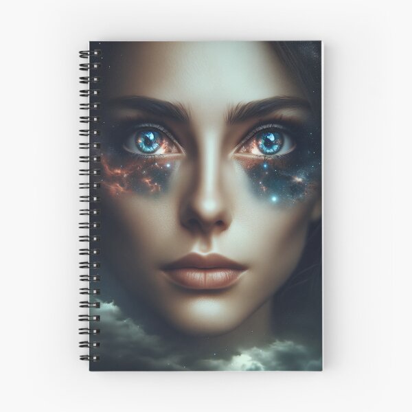Item preview, Woman whose eyes open into endless galaxies, reflecting in the night sky designed and sold by AndreaMart.