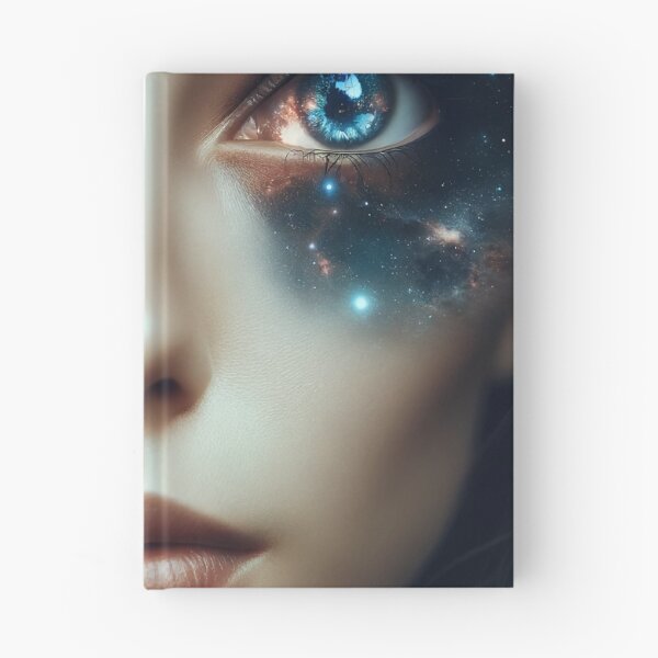 Item preview, Woman whose eyes open into endless galaxies, reflecting in the night sky designed and sold by AndreaMart.