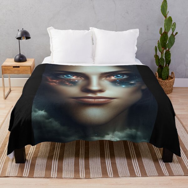 Item preview, Woman whose eyes open into endless galaxies, reflecting in the night sky designed and sold by AndreaMart.