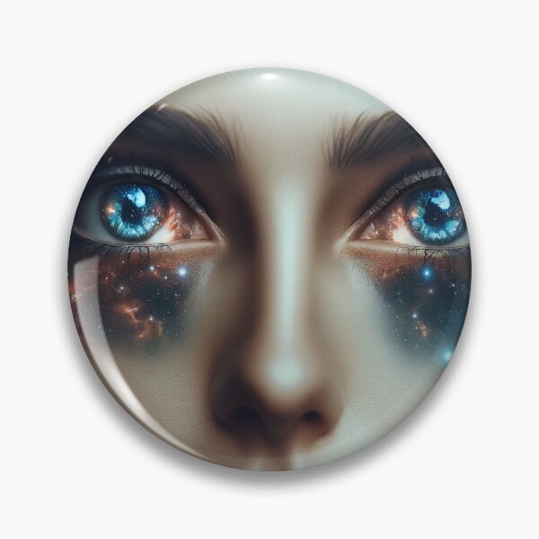 Item preview, Woman whose eyes open into endless galaxies, reflecting in the night sky designed and sold by AndreaMart.