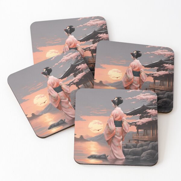Item preview, Geisha on the beach, sunset  sunrise designed and sold by Coolparrotgirl.