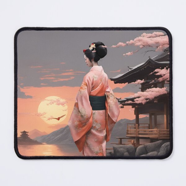 Item preview, Geisha on the beach, sunset  sunrise designed and sold by Coolparrotgirl.