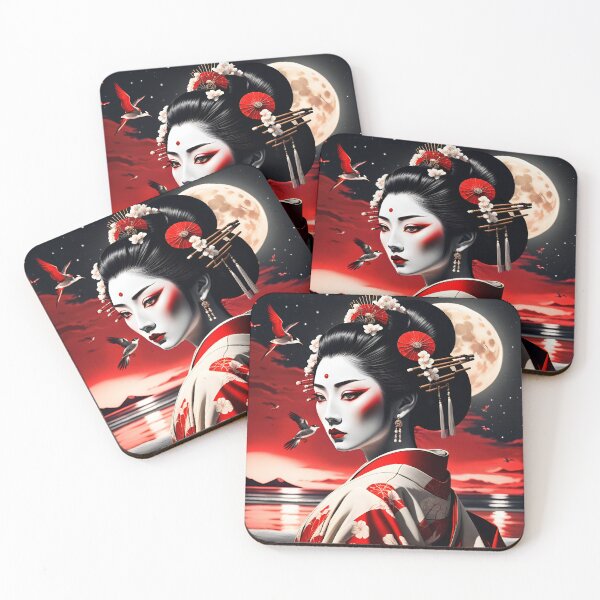 Item preview, Geisha at night with moon  designed and sold by Coolparrotgirl.