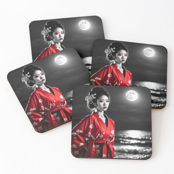 Item preview, Geisha at night with moon  designed and sold by Coolparrotgirl.
