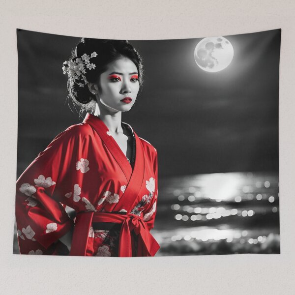 Item preview, Geisha at night with moon  designed and sold by Coolparrotgirl.
