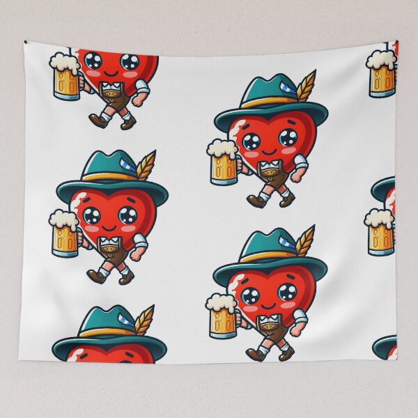 Item preview, cute sweet full-length heart in a national Bavarian costume and with a mug of beer bayern, deutschland, germany,  designed and sold by Anastasiia Lang.