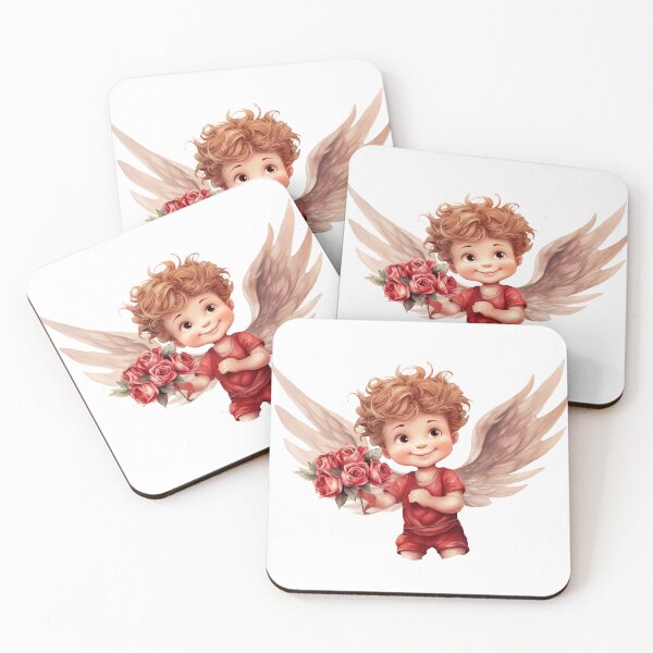 Aperçu de l'œuvre Bébé Ange Saint Valentin aquarelle illustration Cupidon garçon créée et vendue par Createya.
