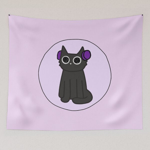 Item preview, Cute black Cat with headphones Circle variant designed and sold by fancykatze.