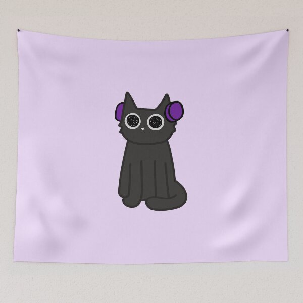 Item preview, Cute black Cat with headphones designed and sold by fancykatze.