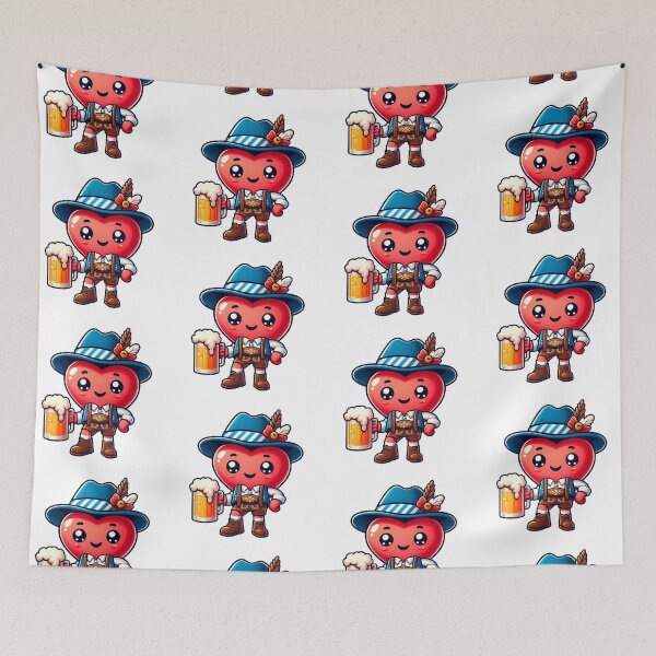 Item preview,  cute sweet full-length heart in a national Bavarian costume and with a mug of beer bayern, deutschland, germany,  designed and sold by Anastasiia Lang.