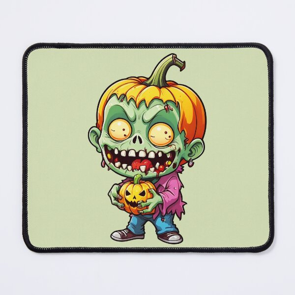 Item preview, #zombie eating Pumpkin, Cute zombie, Watercolor zombie face, funny zombie face, colorful zombie, zombie drawing designed and sold by deluxelion.