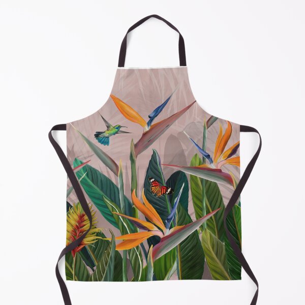 Item preview, pattern tropical forest style wallpaper with birds paradise flowers, plants, birds, butterflies and pinky background designed and sold by hAITHAM1985.