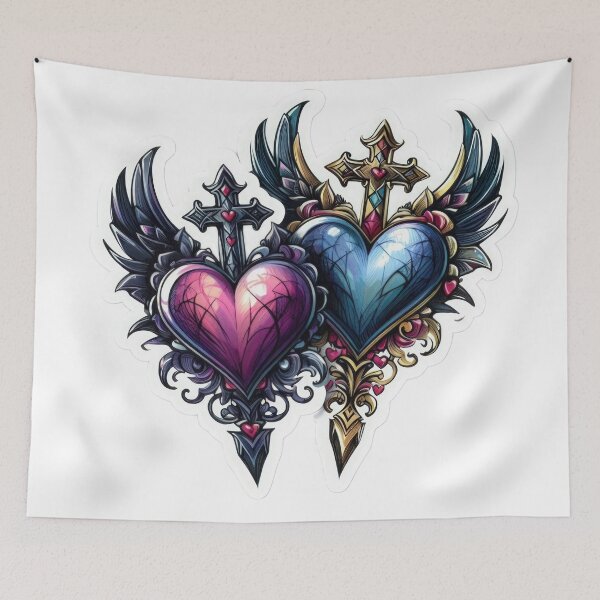 Item preview, Gothic Hearts valentines day goth Sticker designed and sold by Expressions-Sel.