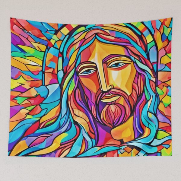 Item preview, Color Burst: Beautiful Jesus Painting designed and sold by Health And Fitness Posts e-Store.