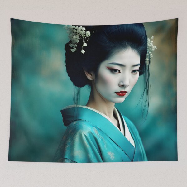 Item preview, Geisha golden and blue designed and sold by Coolparrotgirl.