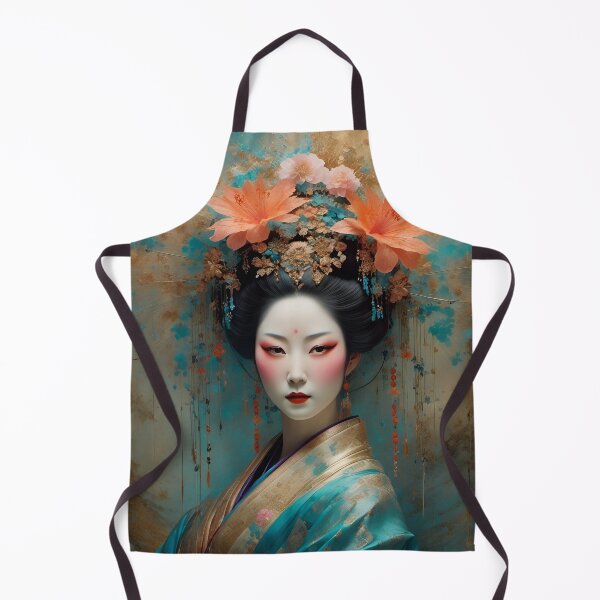 Item preview, Geisha golden peach and blue designed and sold by Coolparrotgirl.