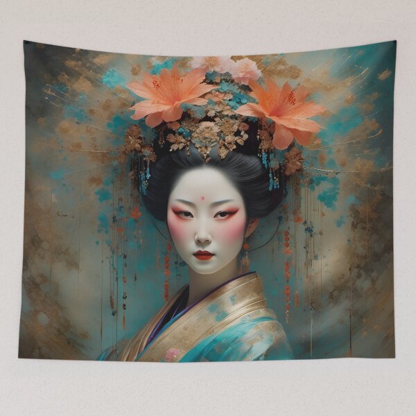Item preview,  Geisha golden peach  and blue designed and sold by Coolparrotgirl.