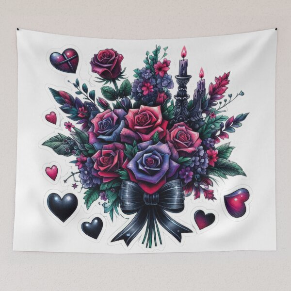 Item preview, Gothic Roses Bouquet valentines day goth Sticker designed and sold by Expressions-Sel.