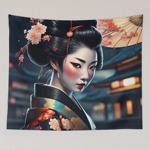 Item preview, Geisha golden black at night designed and sold by Coolparrotgirl.