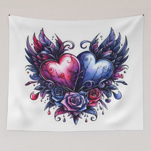 Item preview, Gothic Two Hearts valentines day goth Sticker designed and sold by Expressions-Sel.