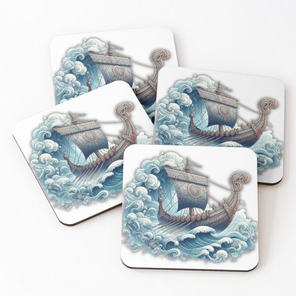 Item preview, Mystic Leviathan - Nordic Longship in 3D Waves with Ancient Runes designed and sold by TRYIITSTEES.