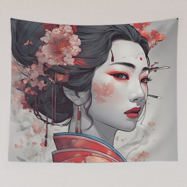 Item preview, Geisha red drawing designed and sold by Coolparrotgirl.