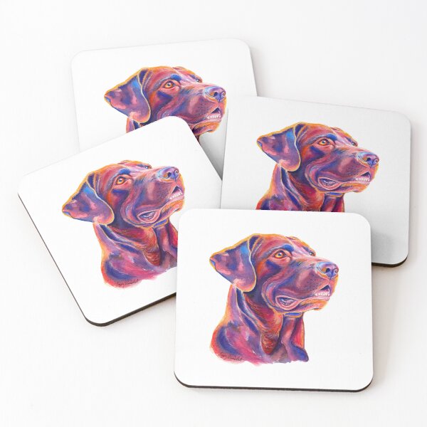Item preview, Colorful Chocolate Labrador Retriever Portrait. Watercolor Art Print designed and sold by HappyNoireArt.