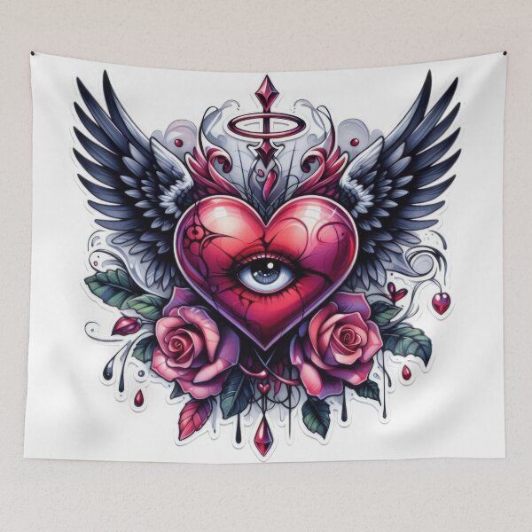 Item preview, Gothic heart with wings valentines day goth Sticker designed and sold by Expressions-Sel.