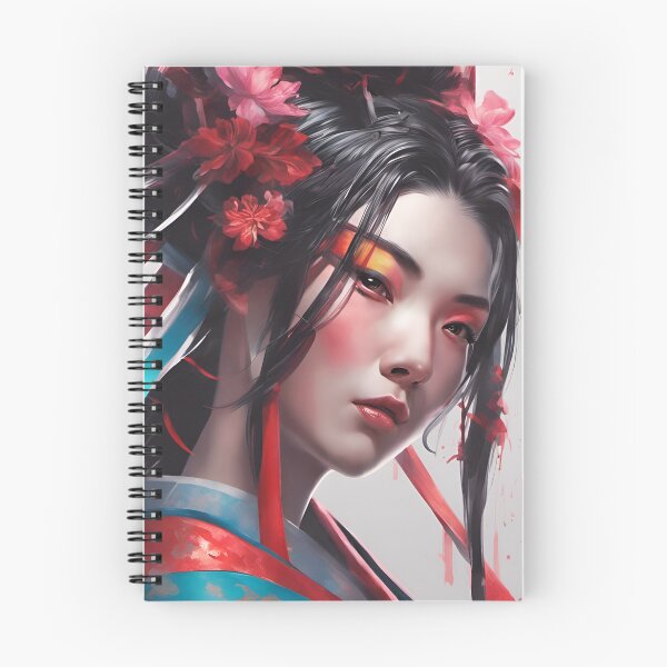 Item preview, Abstract Asian Japanese geisha with orange eyes and ribbons designed and sold by Coolparrotgirl.