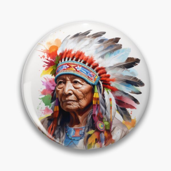 Item preview, American Indian tribal chief wearing feather headdress designed and sold by cristina1001.