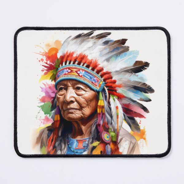 Item preview, American Indian tribal chief wearing feather headdress designed and sold by cristina1001.
