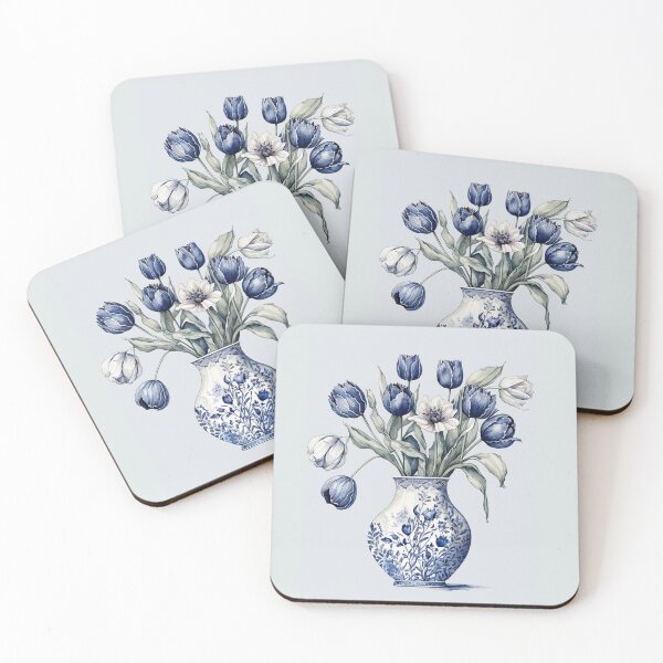 Item preview, Beautiful blue flowers in a blue and white vase that is watercolor.  designed and sold by jewels702.