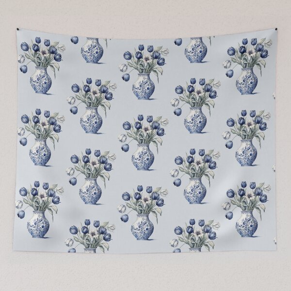 Item preview, Beautiful blue flowers in a blue and white vase that is watercolor.  designed and sold by jewels702.