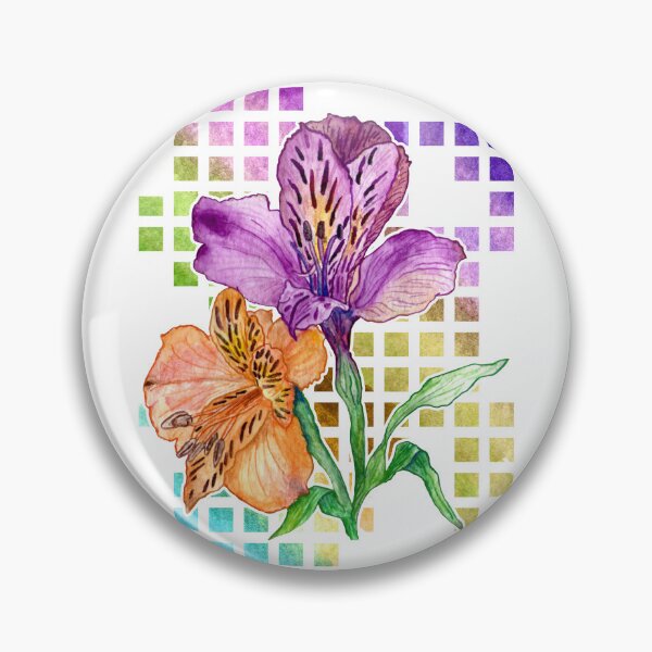 Item preview, Watercolor lillies on colorful geometric background designed and sold by Aithlin123.