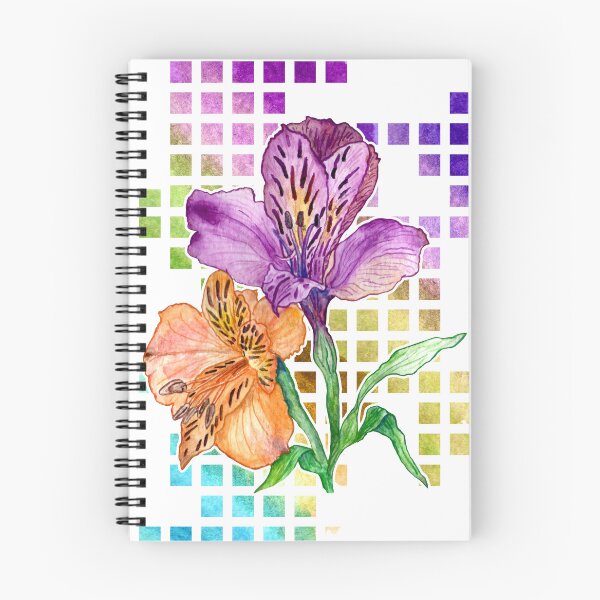 Item preview, Watercolor lillies on colorful geometric background designed and sold by Aithlin123.