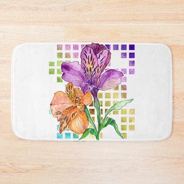 Item preview, Watercolor lillies on colorful geometric background designed and sold by Aithlin123.