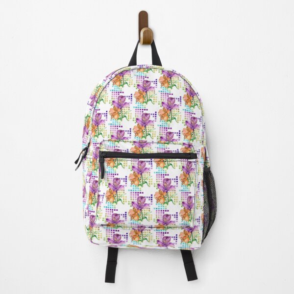 Item preview, Watercolor lillies on colorful geometric background designed and sold by Aithlin123.