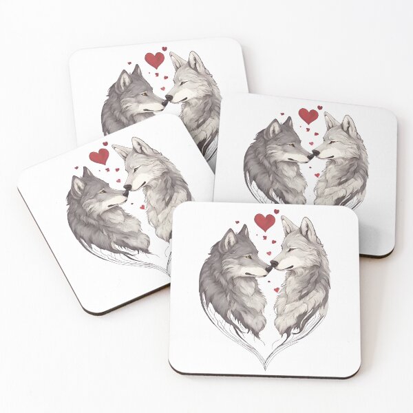 Item preview, Valentines wolfs, cute,kawaii, in love, great idea for gift designed and sold by AnettPr.
