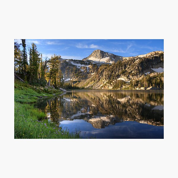 Morning light on Eagle Cap from Mirror Lake, Eagle Cap Wilderness, Oregon Photographic Print