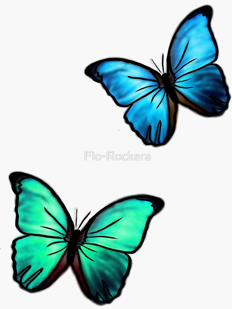 "Butterflies (green and blue)" Sticker by FloRockera Redbubble