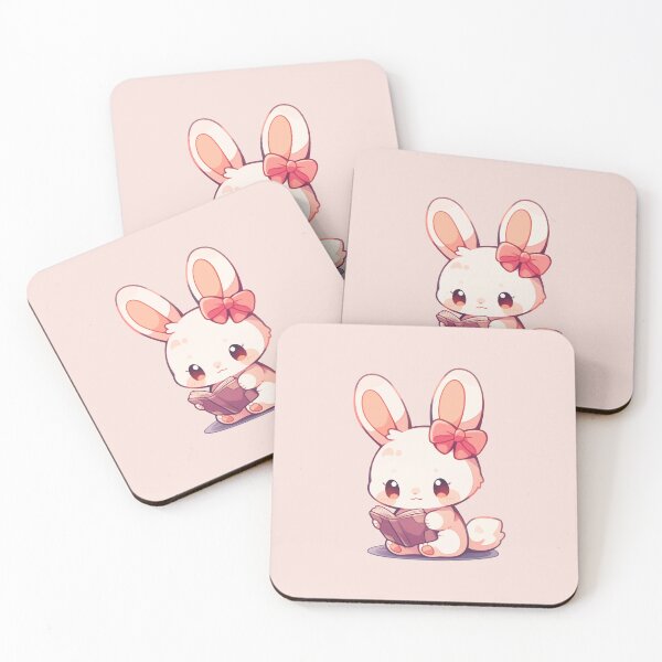 Item preview, Cute Kawaii Bunny Rabbit Reading a Book designed and sold by CozyKawaiiArt.