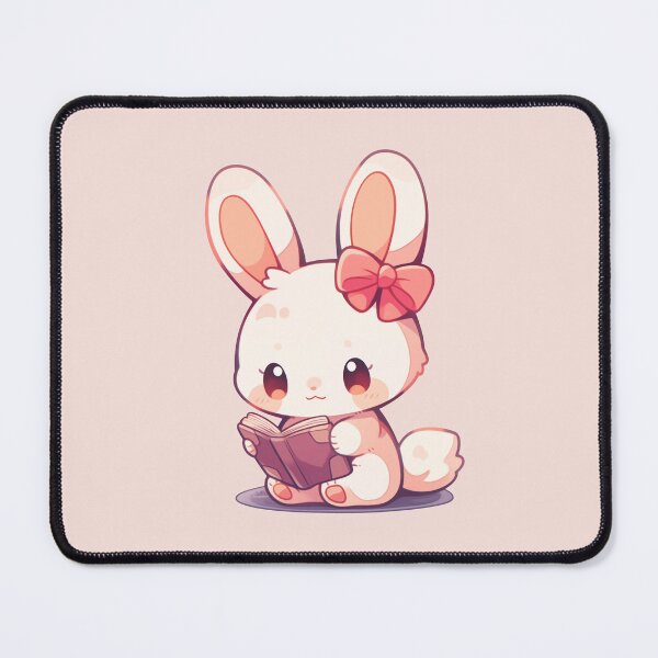 Item preview, Cute Kawaii Bunny Rabbit Reading a Book designed and sold by CozyKawaiiArt.
