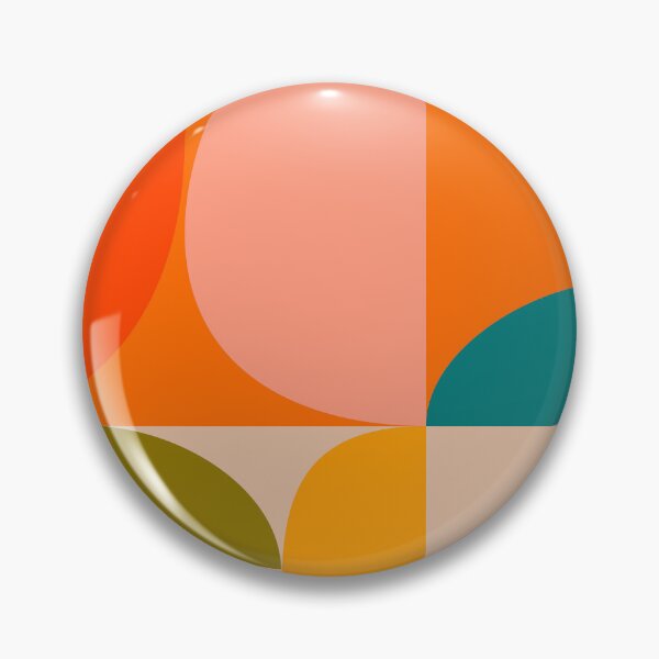 Item preview, Mid century modern, geometric, retro design, round, summer, variation 2, coral, orange, teal designed and sold by Ana-Rut-Bre.