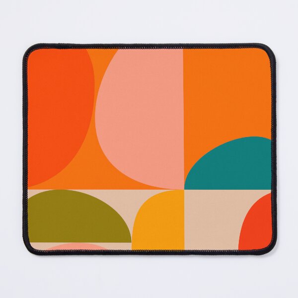 Item preview, Mid century modern, geometric, retro design, round, summer, variation 2, coral, orange, teal designed and sold by Ana-Rut-Bre.
