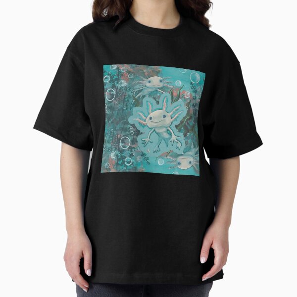 Swimming Axolotl Friends- Blue Oversized T-Shirt