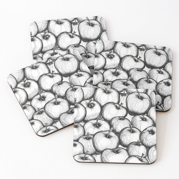 Item preview, Apple Pattern Monochrome Black and White Ink Pen designed and sold by ShaViArt.