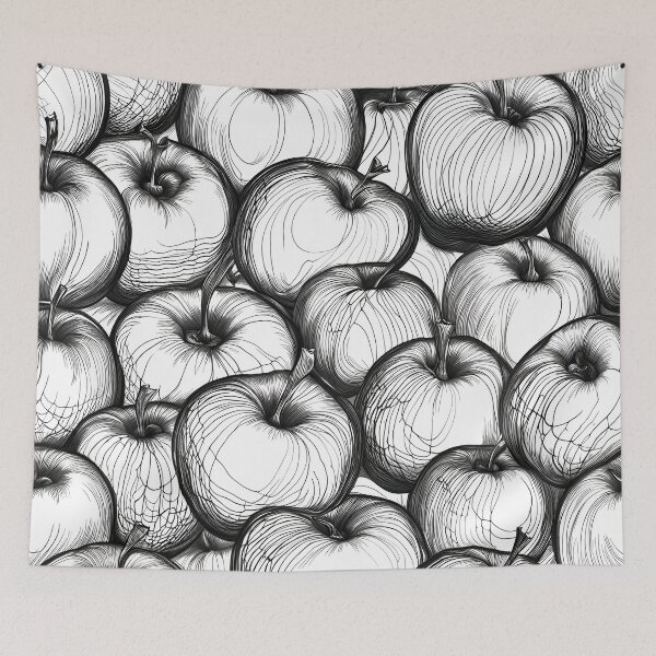 Item preview, Apple Pattern Monochrome Black and White Ink Pen designed and sold by ShaViArt.