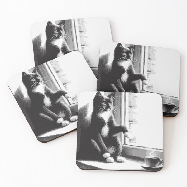 Item preview, Gato Tuxedo en acuarela en blanco y negro designed and sold by printmala.