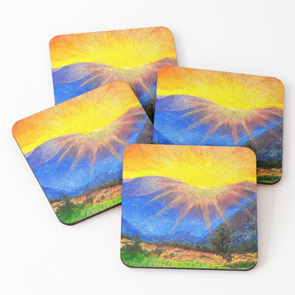 Item preview, original paint painting. Blue mountains through which sunlight breaks. Paint drawing designed and sold by loginovart.